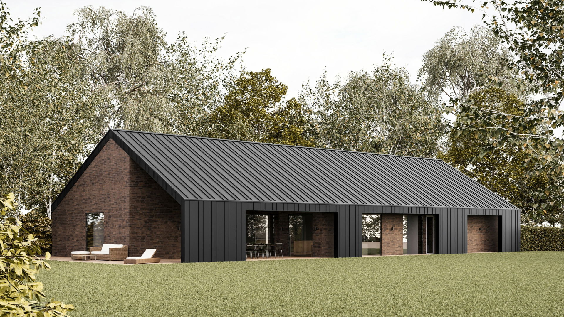 Moderne gårdhus, arkitekt tegnet, nybyg, villa
